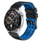 Two-color black/blue silicone watch band with double-row holes and buckle clasp