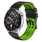 Two-color black/green silicone watch band with double-row holes and buckle clasp