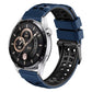 22mm double-row hole two-color silicone watch band, blue and black strap