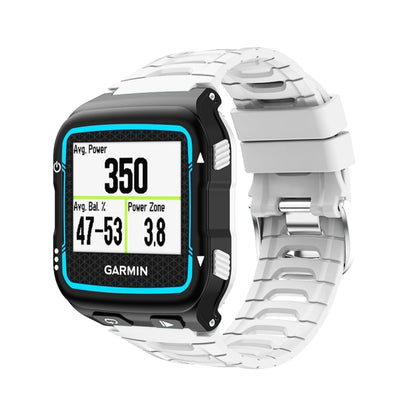 Silicone watch band replacement in white with black edges for Garmin Forerunner 920XT.
