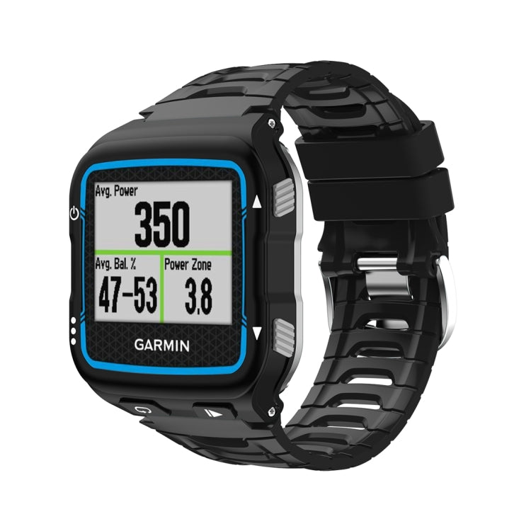 Silicone watch band replacement in black with black edges for Garmin Forerunner 920XT.