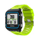 Solid color silicone watch band, lime green with textured links and buckle