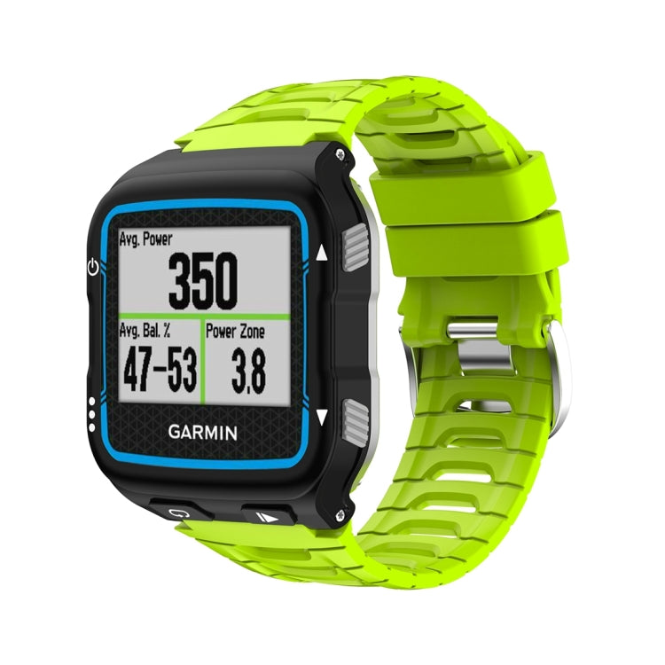 Solid color silicone watch band, lime green with textured links and buckle