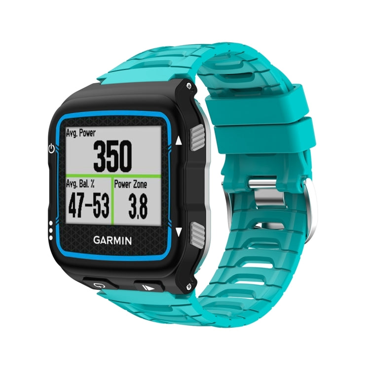 Solid color silicone watch band, teal with textured links and buckle