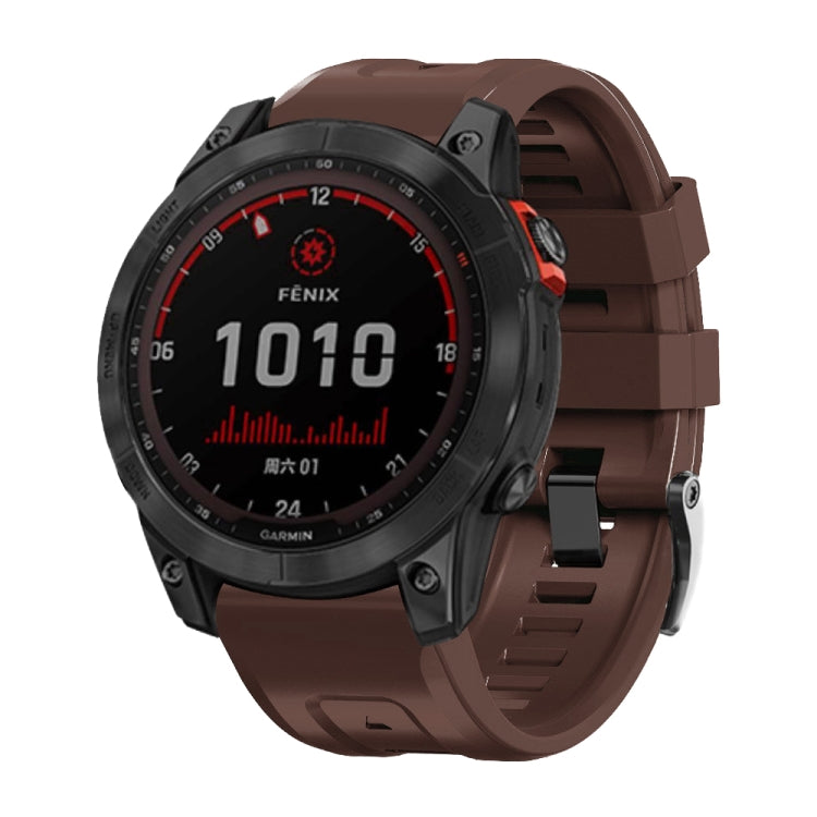Silicone watch band with brown strap and black steel screw buckle