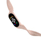 Pink TPU smartwatch band with angled oval display and perforated strap holes