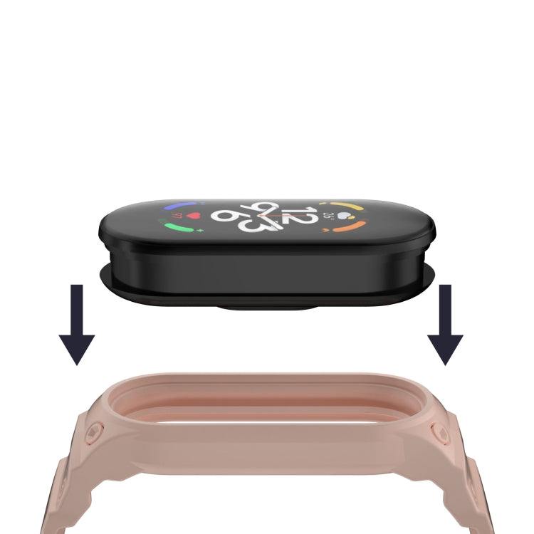 Integrated TPU watch band in pink, fully enclosed protective cover