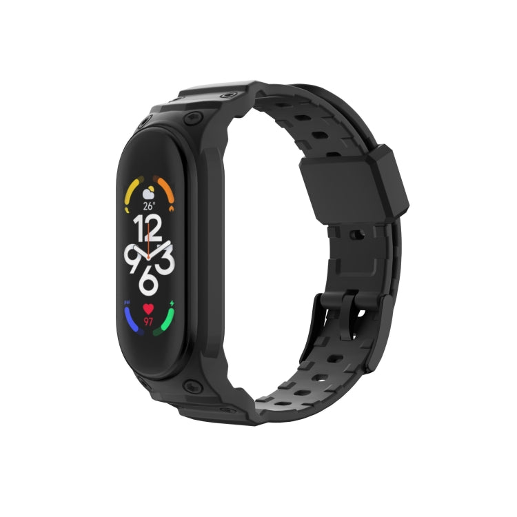 Black integrated TPU watch band with fully enclosed strap and buckle