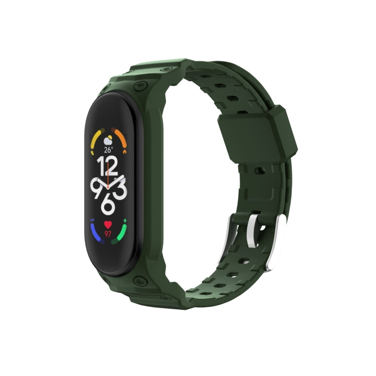 Army green integrated TPU watch band with fully enclosed strap and buckle