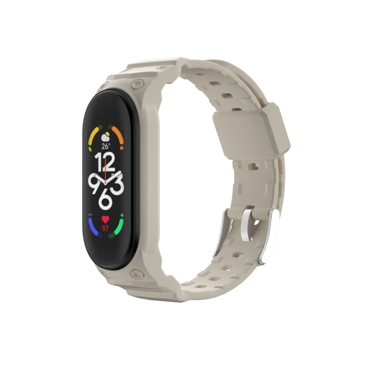 Creamy white integrated TPU watch band with fully enclosed strap and buckle