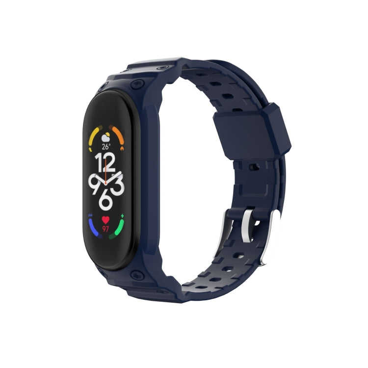 Dark blue integrated TPU watch band with fully enclosed strap and buckle