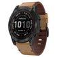 Light brown leather watch band with steel buckle for Garmin smart watch
