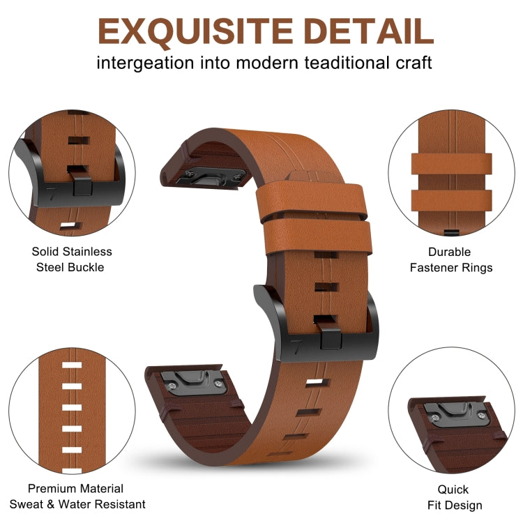 Tan leather watch band with steel buckle and durable fastener rings