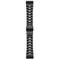 Black titanium alloy link watch band detail, ridged bracelet texture