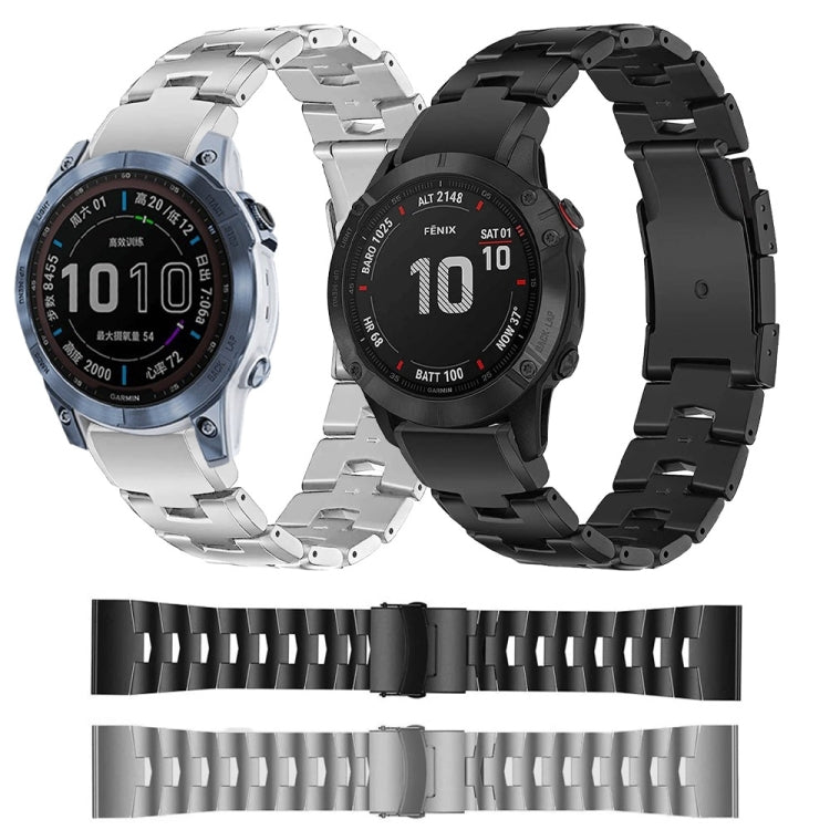 Titanium alloy watch band set with gray and black link straps, quick release style connectors