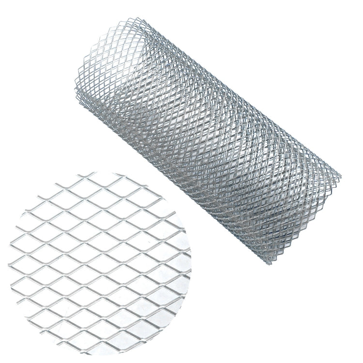 Silver aluminum mesh grille insert roll with small-hole diamond grid pattern