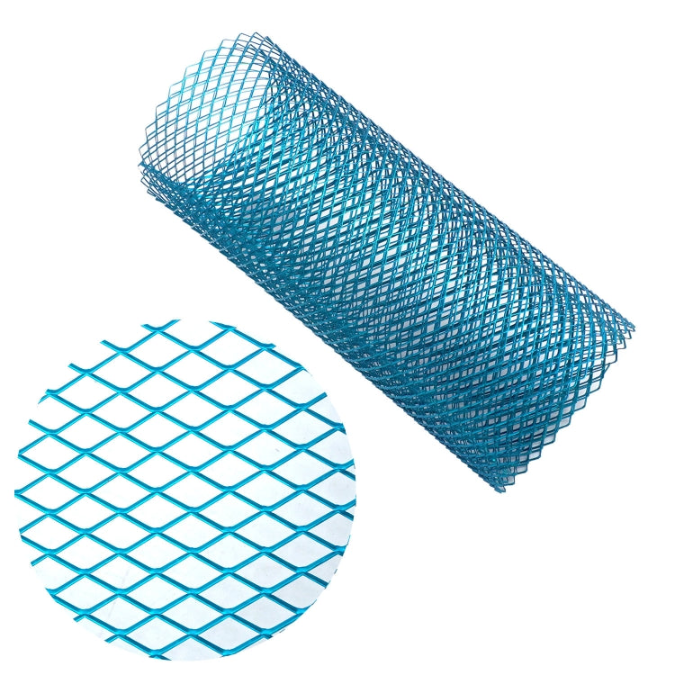 Blue metal mesh grille insert roll with small-hole diamond grid pattern