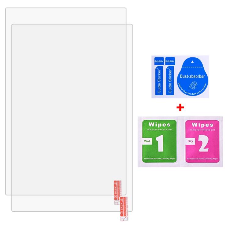 Tempered glass screen protector sheets with alignment guide and cleaning wipes
