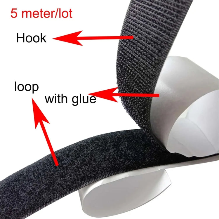 2.5cm Nylon Garment Textile Accessories With Double Sided Adhesive Hook and Loop Fastener, Length: 5m, 2.5cm Wide