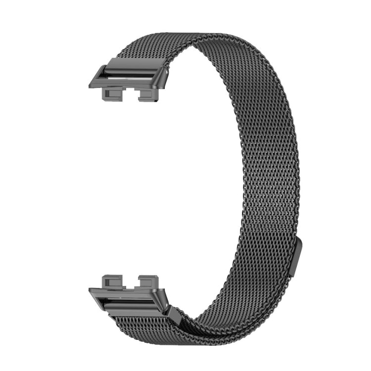Black magnetic stainless steel watch band with magnetic clasp and mesh link design