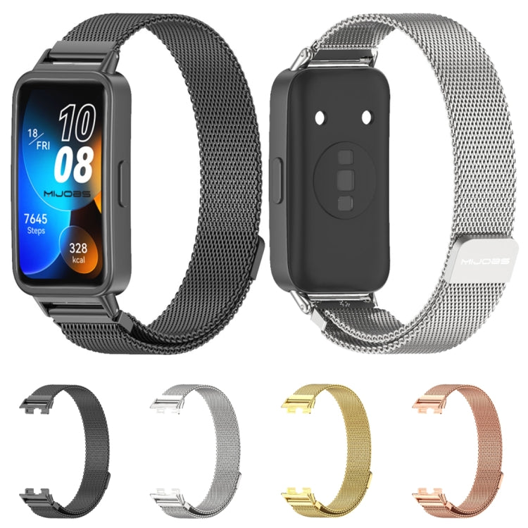 Magnetic stainless steel watch band bundle in black, silver, gold, and rose gold