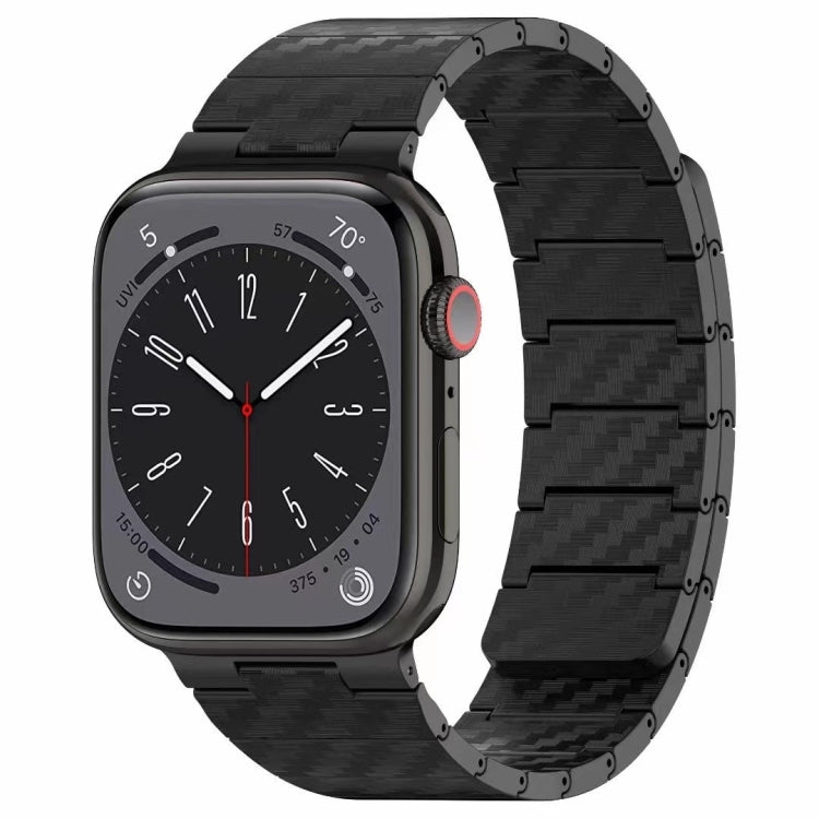 Carbon fiber magnetic loop watch band on Apple Watch, black carbon-fiber band