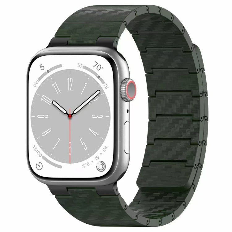 Carbon fiber magnetic loop watch band, green; magnetic loop strap for Apple Watch.