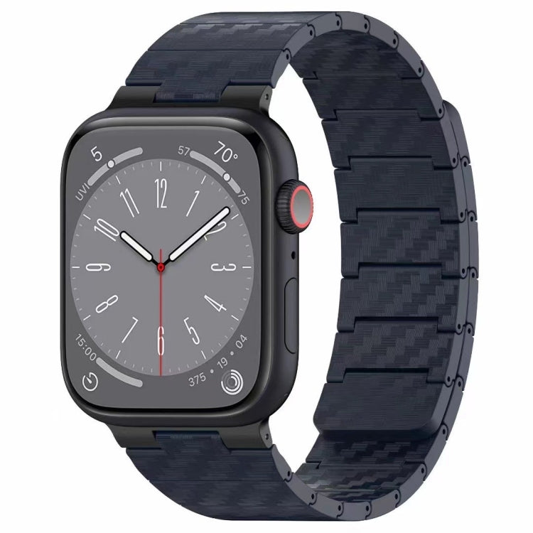 Midnight blue carbon fiber magnetic loop watch band with segmented links