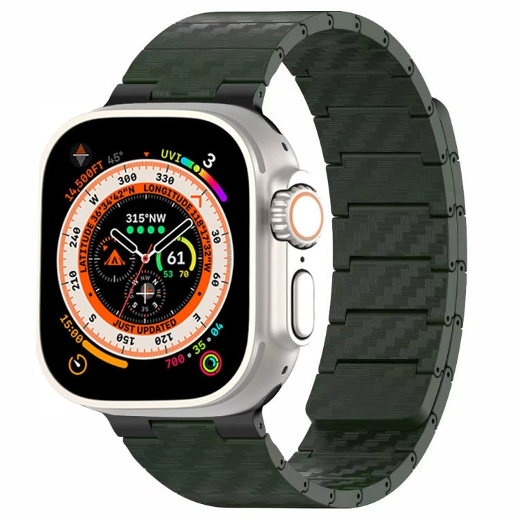 Carbon fiber magnetic loop watch band, green; magnetic loop strap for Apple Watch.