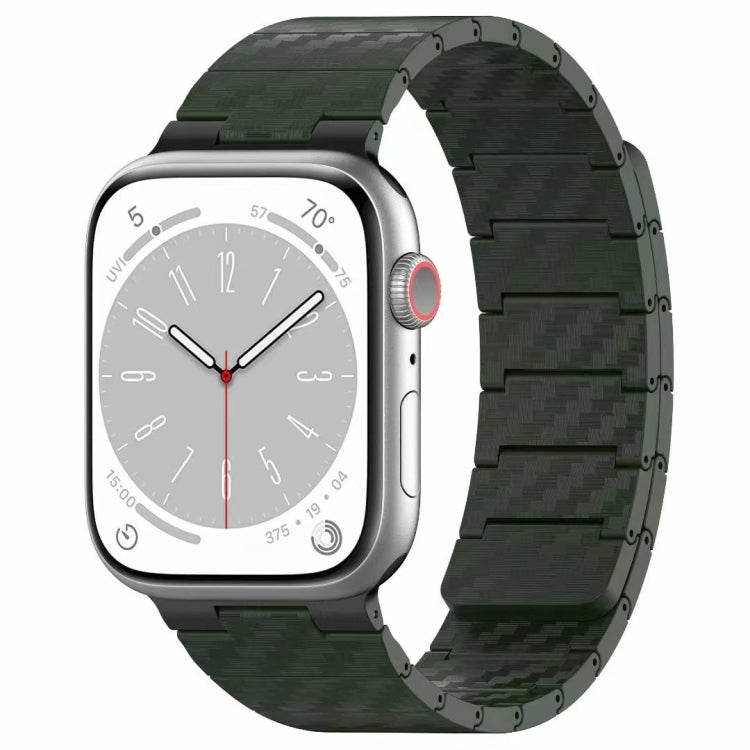 Carbon fiber magnetic loop watch band, green; magnetic loop strap for Apple Watch.