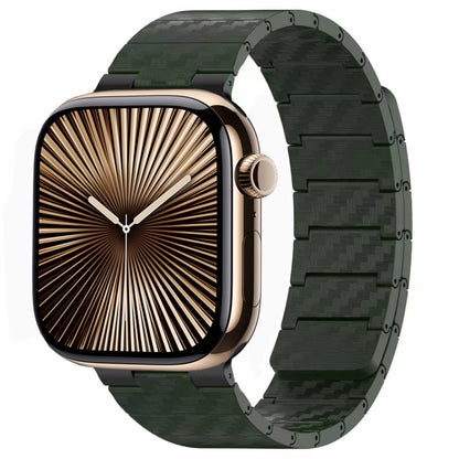 Carbon fiber magnetic loop watch band, dark green, for Apple Watch