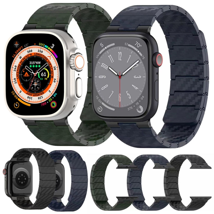 Carbon fiber magnetic loop watch band set with dark green and dark blue options