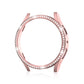 Diamond hollow watch protective case, pink tone circular bezel with rhinestone edge