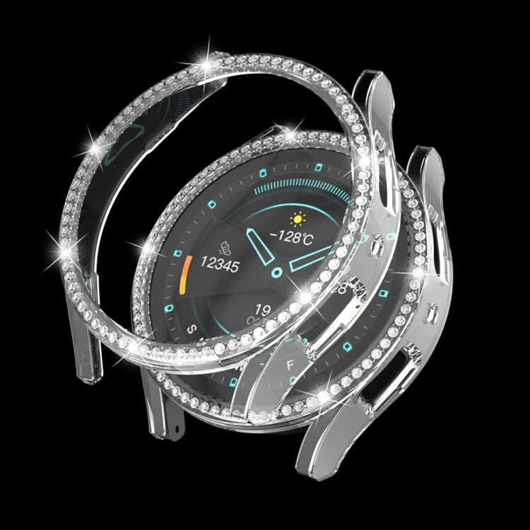 Silver diamond hollow PC watch case with rhinestone bezel and clear protective cover
