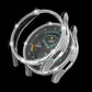 Silver diamond hollow PC watch case with clear screen cover and sparkling rhinestone trim