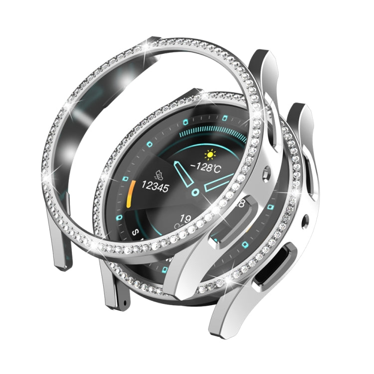 Silver diamond hollow PC watch case with rhinestone ring and protective cover