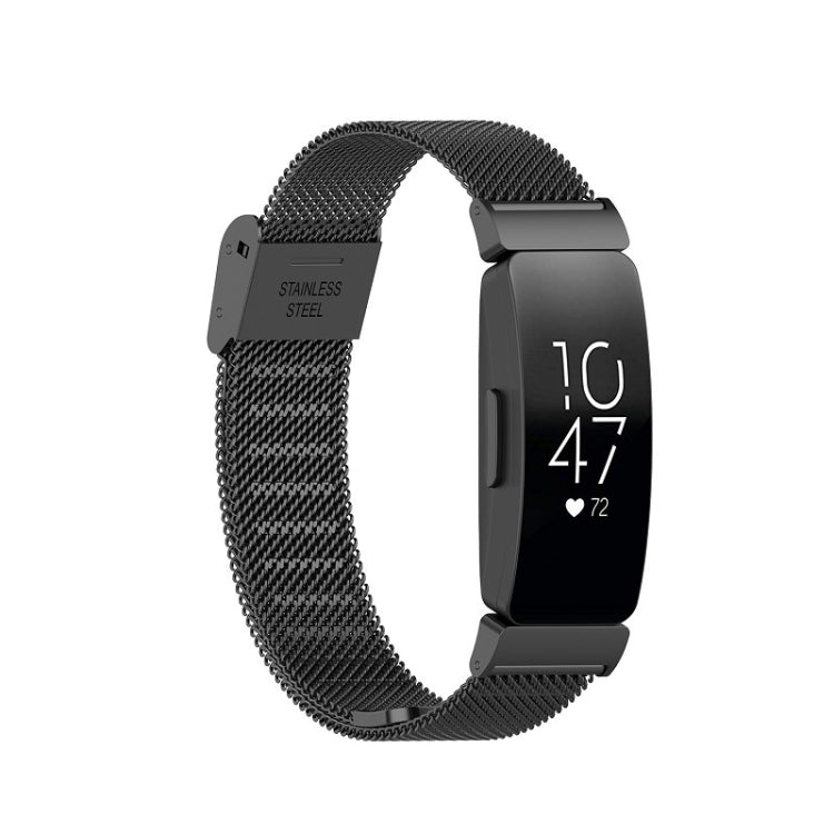 Black stainless steel fine mesh watch band with metal buckle for Fitbit Inspire 3