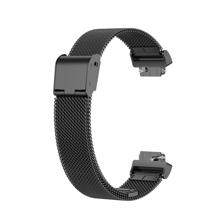 Black stainless steel fine mesh watch band with adjustable clasp for Fitbit Inspire 3