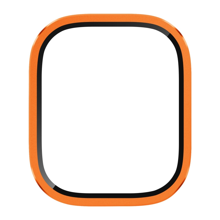 Orange square watch screen frame with integrated tempered film, black protective window