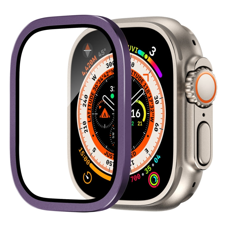 Purple aluminum watch frame with integrated tempered screen film for 49mm Apple Watch