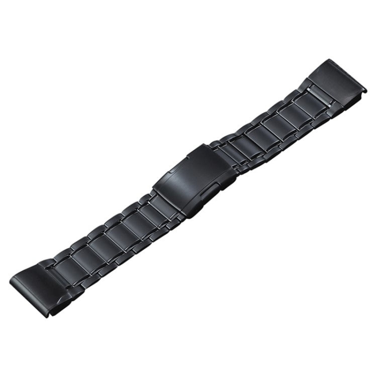 22mm quick-release bead titanium steel watch band, black, with clasp and links