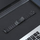 22mm quick-release bead titanium steel watch band, black, end clasp mechanism detail