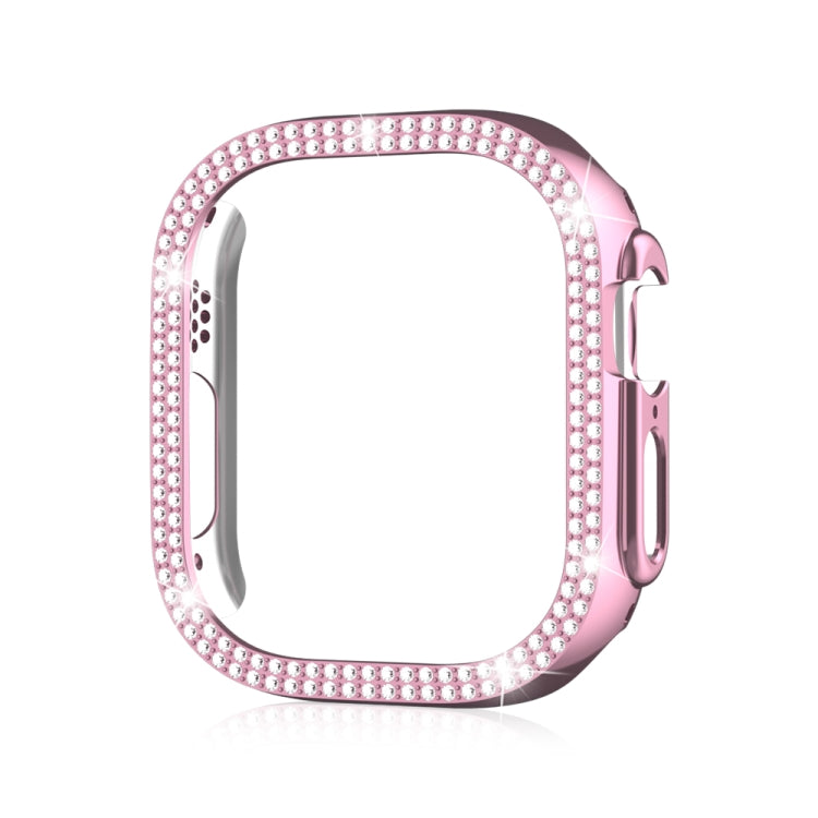 Pink diamond-studded double-row watch case cover, front view for 49mm Apple Watch