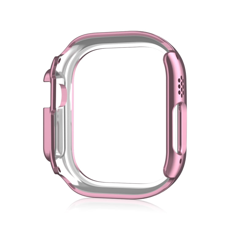 Pink diamond-studded watch case cover with side buttons, double-row for 49mm Apple Watch