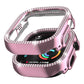 Pink diamond-studded double-row watch case cover, angled view for 49mm Apple Watch