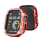 Red diamond-studded double-row watch case cover with rhinestone border for 49mm Apple Watch
