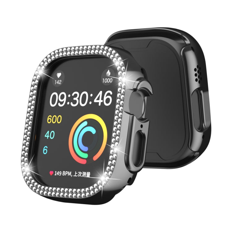 Black diamond-studded double-row watch case cover for 49mm Apple Watch Ultra