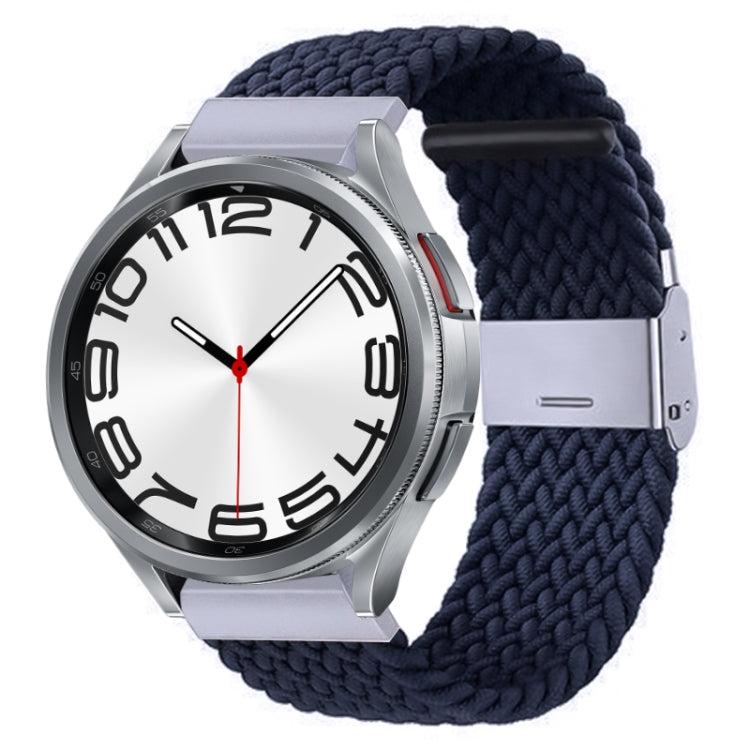 Nylon braided watch band with metal buckle, dark navy blue