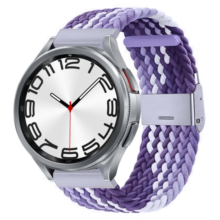 Braided nylon watch band with metal buckle, solid purple braided weave