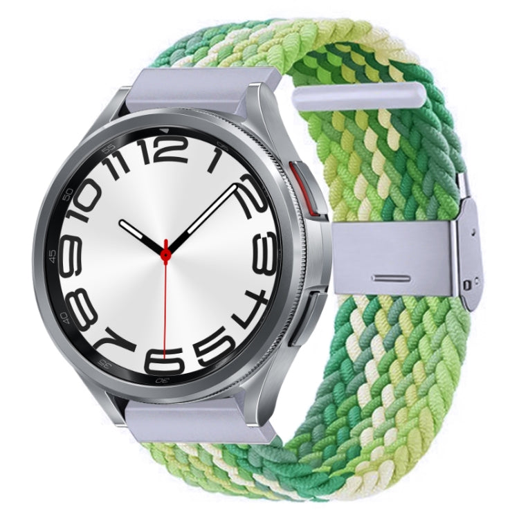 Braided nylon watch band with metal buckle, solid green braided weave